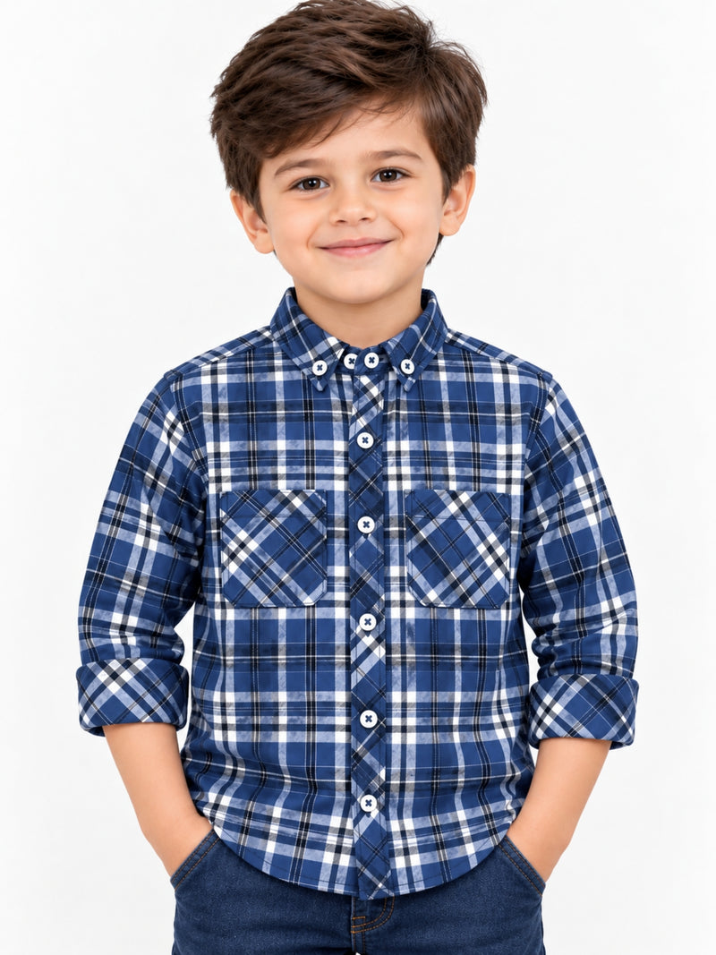 Boy's Premium Checkered Winters Full Sleeves Casual Shirt