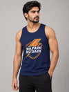 HG "NO PAIN NO GAIN" Printed Stylish Vest For Men's - Light Navy