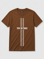 HG "STAY ON TRACK" Printed Tee Shirt - Tan Brown