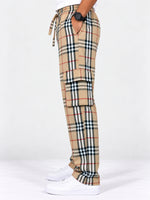 Men Cargo Casual Check Trouser - Beige