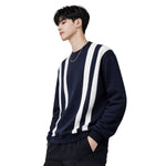 HG Cut & Sew Color-Block Crewneck Polyester Fleece Sweat Shirt – Navy