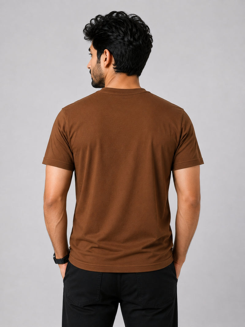 HG "STAY ON TRACK" Printed Tee Shirt - Tan Brown