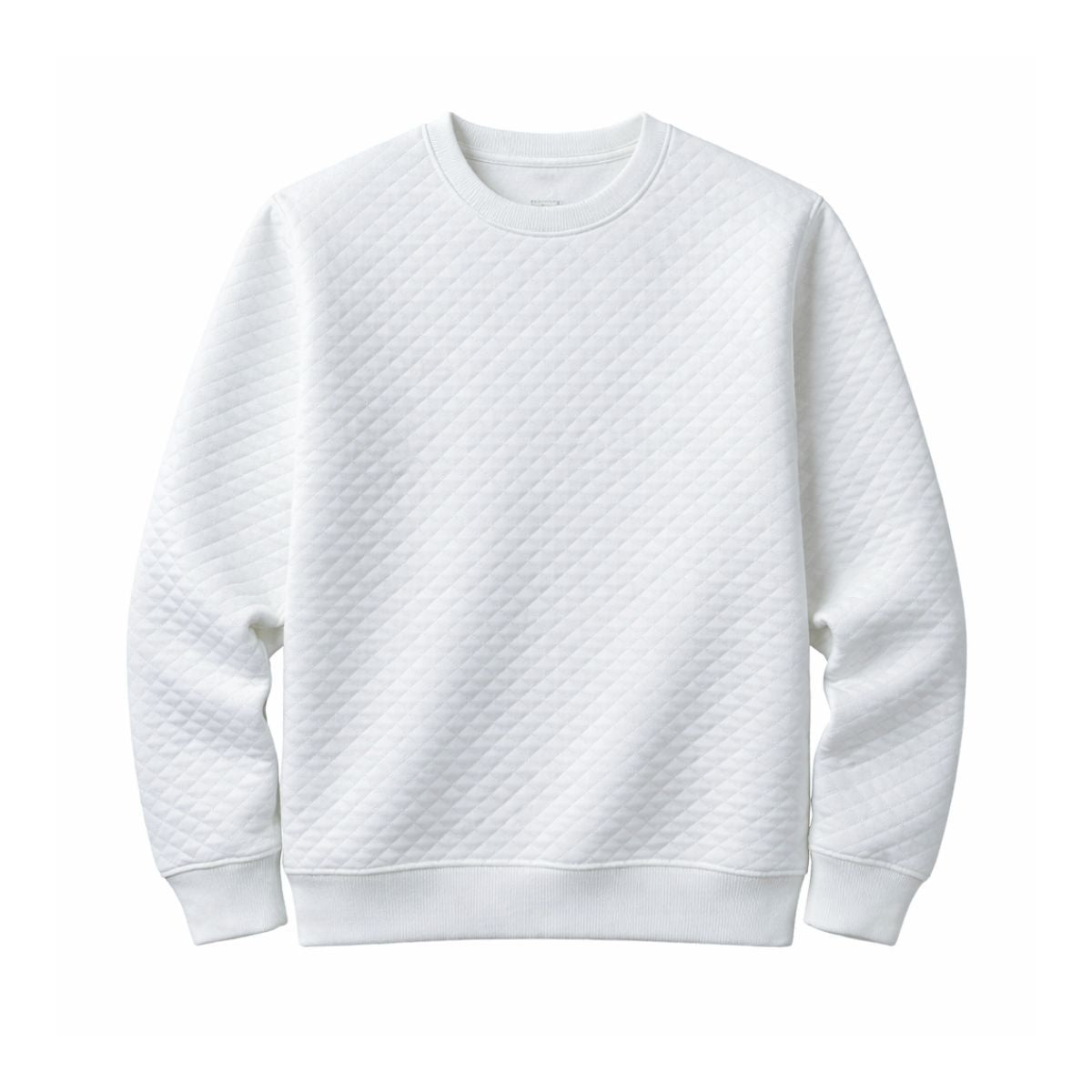 HG Premium Quilted Crew Neck Sweatshirt for Men – Super White