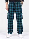 Men Cargo Casual Check Trouser - Blue Box