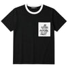 Men's Round Neck Contrast Printed Pocket Tee Shirt - Black