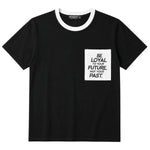 Men's Round Neck Contrast Printed Pocket Tee Shirt - Black