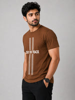 HG "STAY ON TRACK" Printed Tee Shirt - Tan Brown