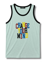HG "CHANGE YOUR MIND" Printed Cotton Vest For Men's - Iceberg
