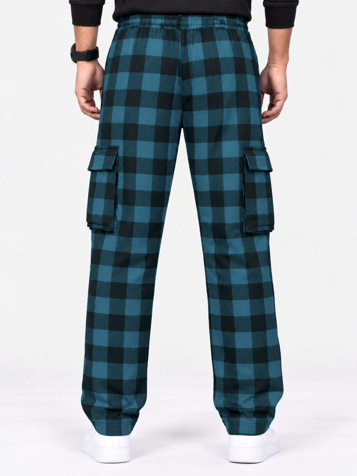 Men Cargo Casual Check Trouser - Blue Box