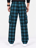Men Cargo Casual Check Trouser - Blue Box