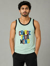 HG "CHANGE YOUR MIND" Printed Cotton Vest For Men's - Iceberg