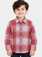 Boy's Red & White Checkered Full Sleeves Casual Shirt