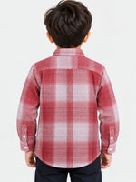Boy's Red & White Checkered Full Sleeves Casual Shirt