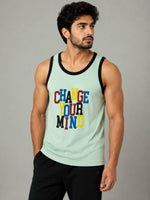HG "CHANGE YOUR MIND" Printed Cotton Vest For Men's - Iceberg