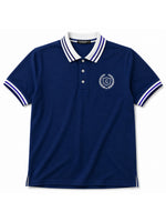 Mens’ Signature Embroidered Contrast Collar Polo Shirt – Navy Blue
