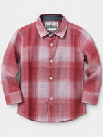 Boy's Red & White Checkered Full Sleeves Casual Shirt