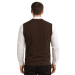 HG Men's Ribbed V-Neck Sleeveless Sweater - Choclate Brown