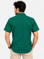 Classy "Brooklyn" Embroidered Soft Cotton Casual Shirt - Bottle Green