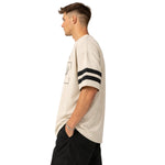 Unisex Oversized Graphic Printed Drop Shoulder T-Shirt - Beige