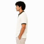 Men’s Classic Thermal Knit Contrast Collar Polo Shirt – Cream
