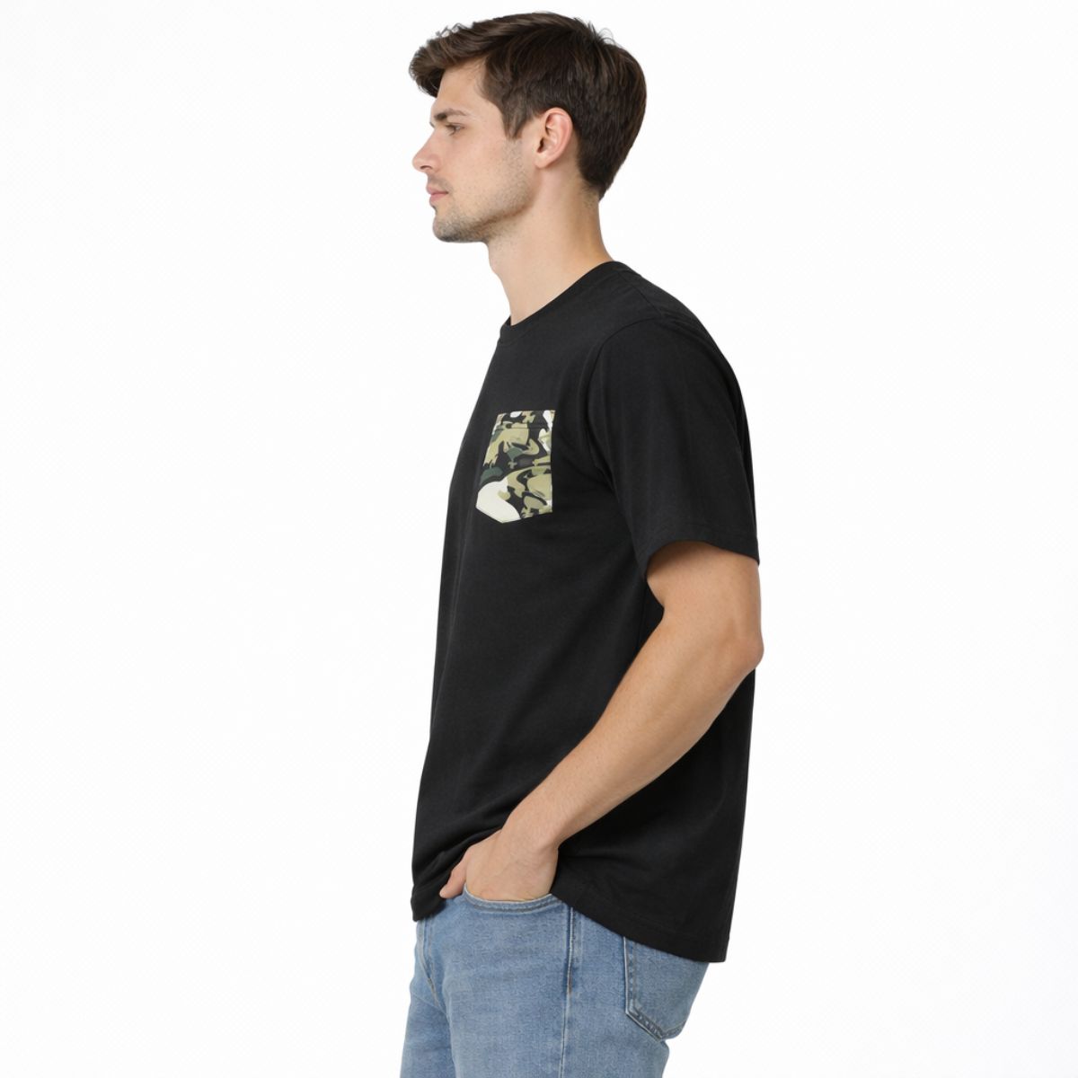 Men’s Premium Contrast Pocket T-Shirt – Black