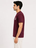 Men's Signature Emb. Round Neck Tee Shirt - Maroon