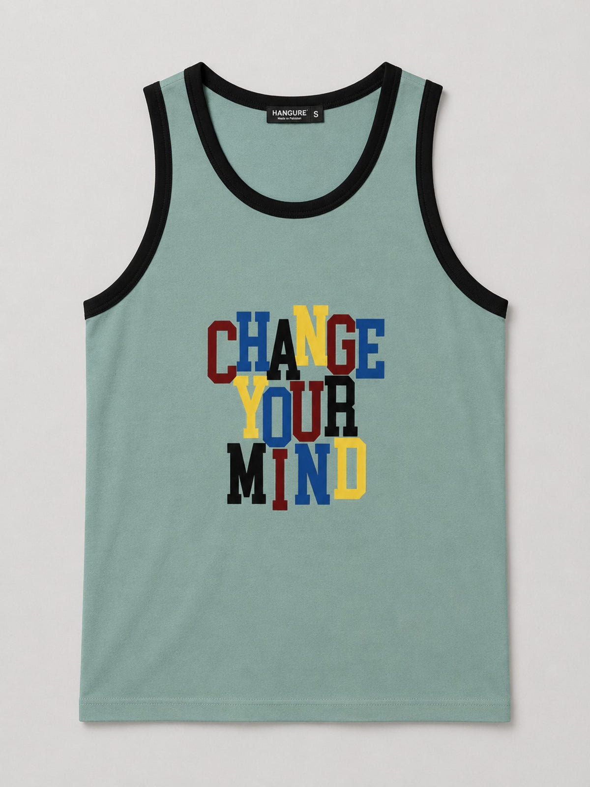 HG "CHANGE YOUR MIND" Printed Cotton Vest For Men's - Turquoise Green