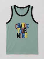 HG "CHANGE YOUR MIND" Printed Cotton Vest For Men's - Turquoise Green