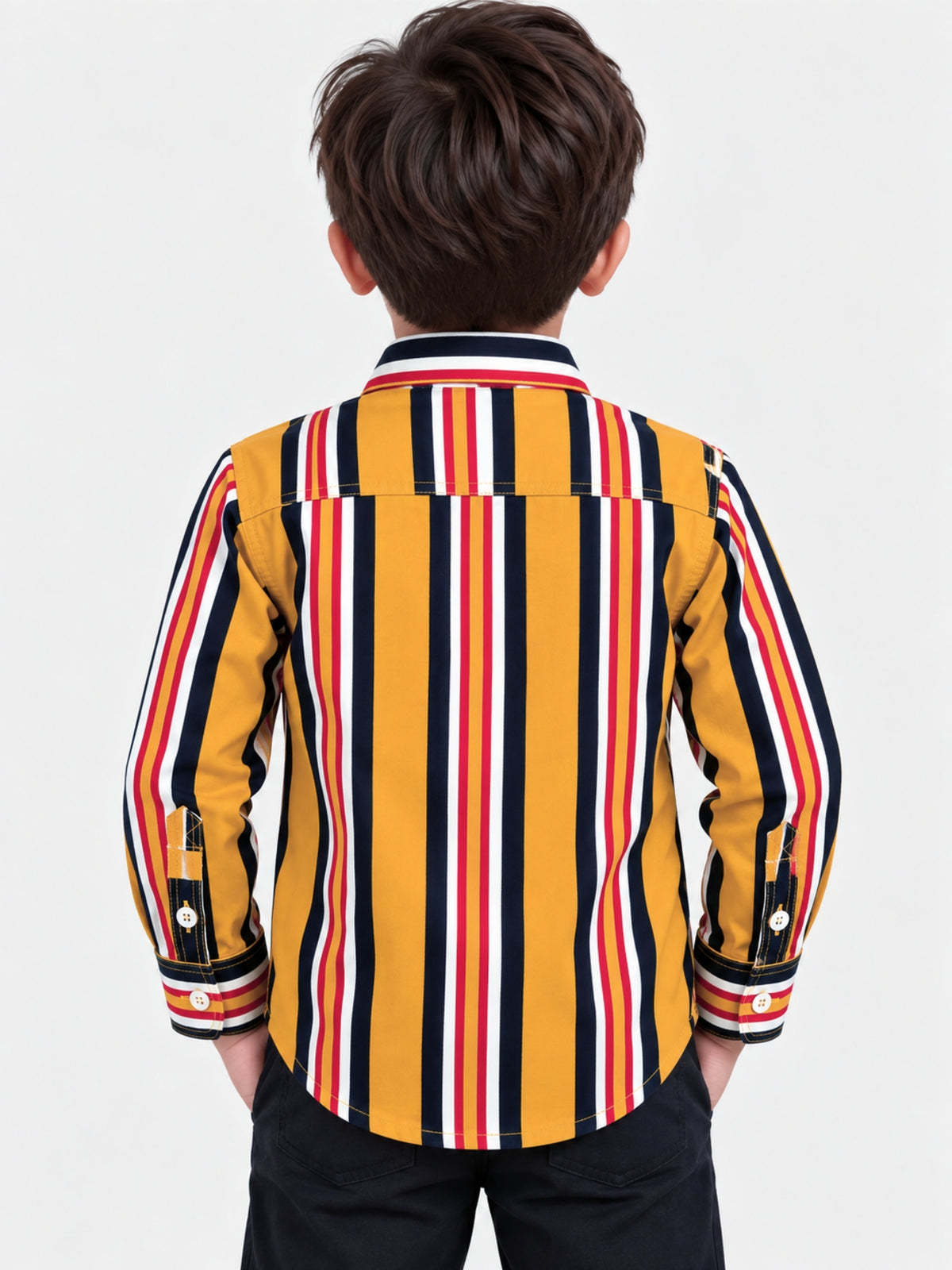 Boy's Vertical Multi Lining Full Sleeves Casual Shirt