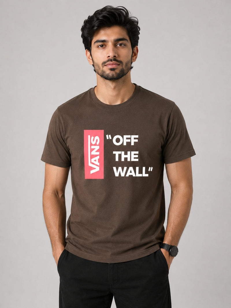 Exclusive " VANS " Printed Tee Shirt - Choco Brown