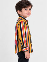 Boy's Vertical Multi Lining Full Sleeves Casual Shirt