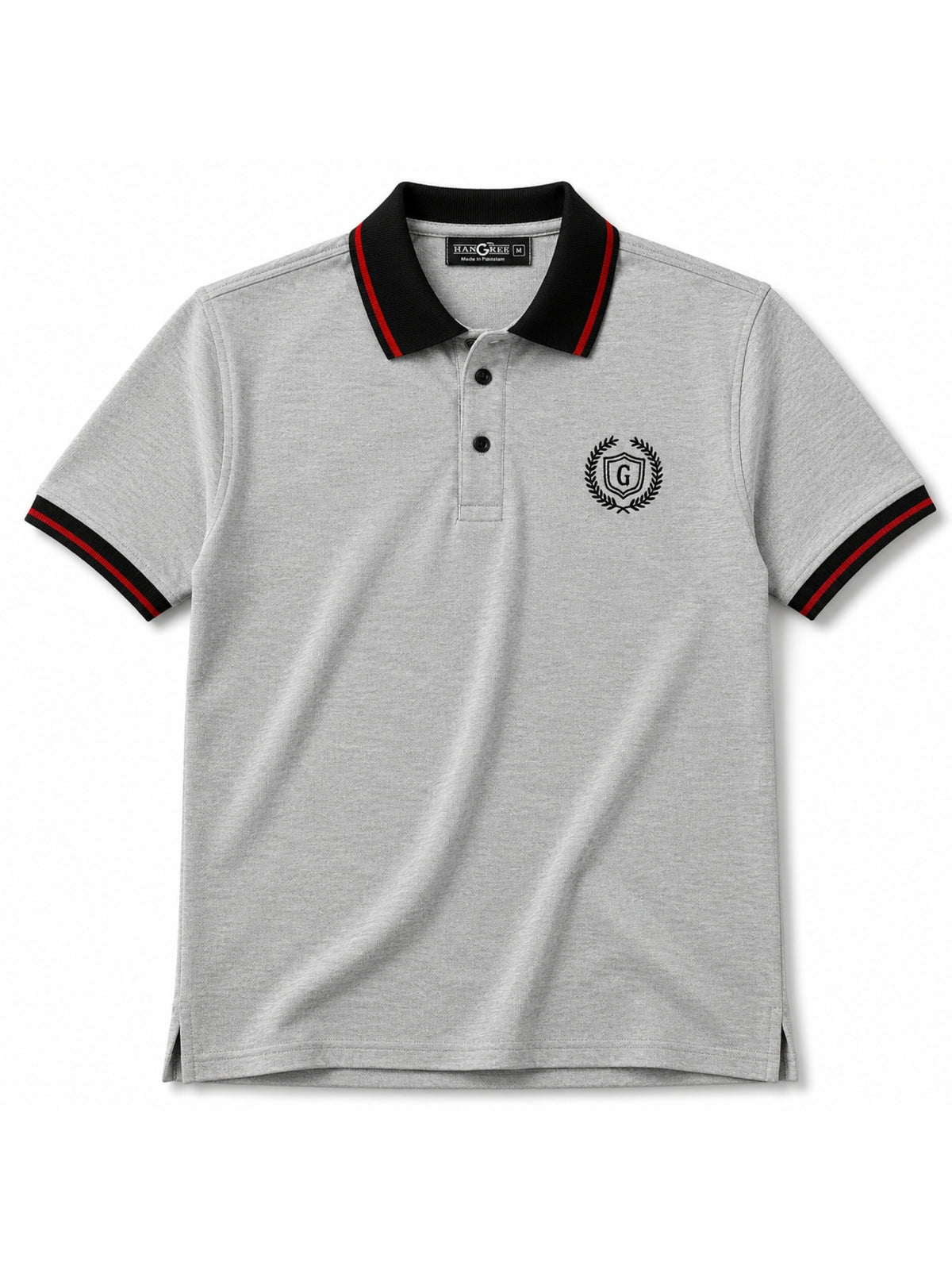 Mens’ Signature Embroidered Contrast Collar Polo Shirt – Light Gray