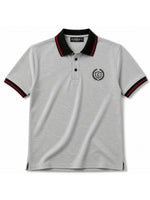 Mens’ Signature Embroidered Contrast Collar Polo Shirt – Light Gray
