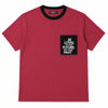 Men's Round Neck Contrast Printed Pocket Tee Shirt - Red