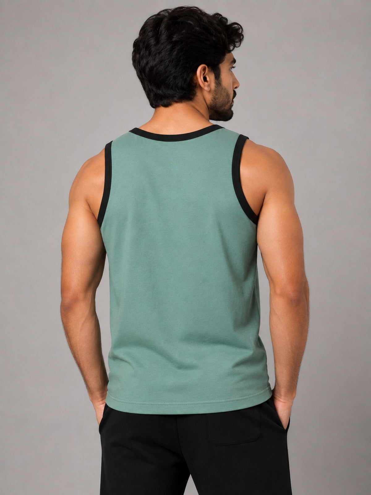 HG "CHANGE YOUR MIND" Printed Cotton Vest For Men's - Turquoise Green