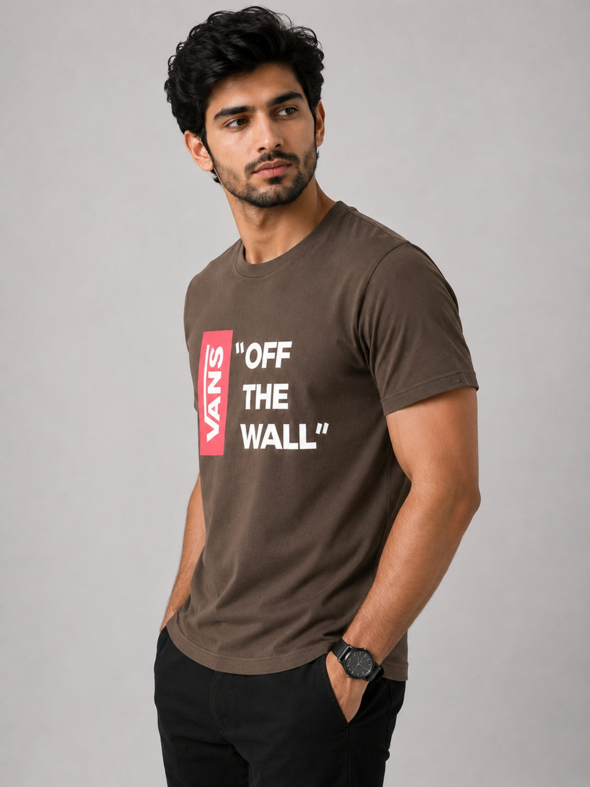 Exclusive " VANS " Printed Tee Shirt - Choco Brown