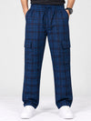 Men Cargo Casual Check Trouser - Navy