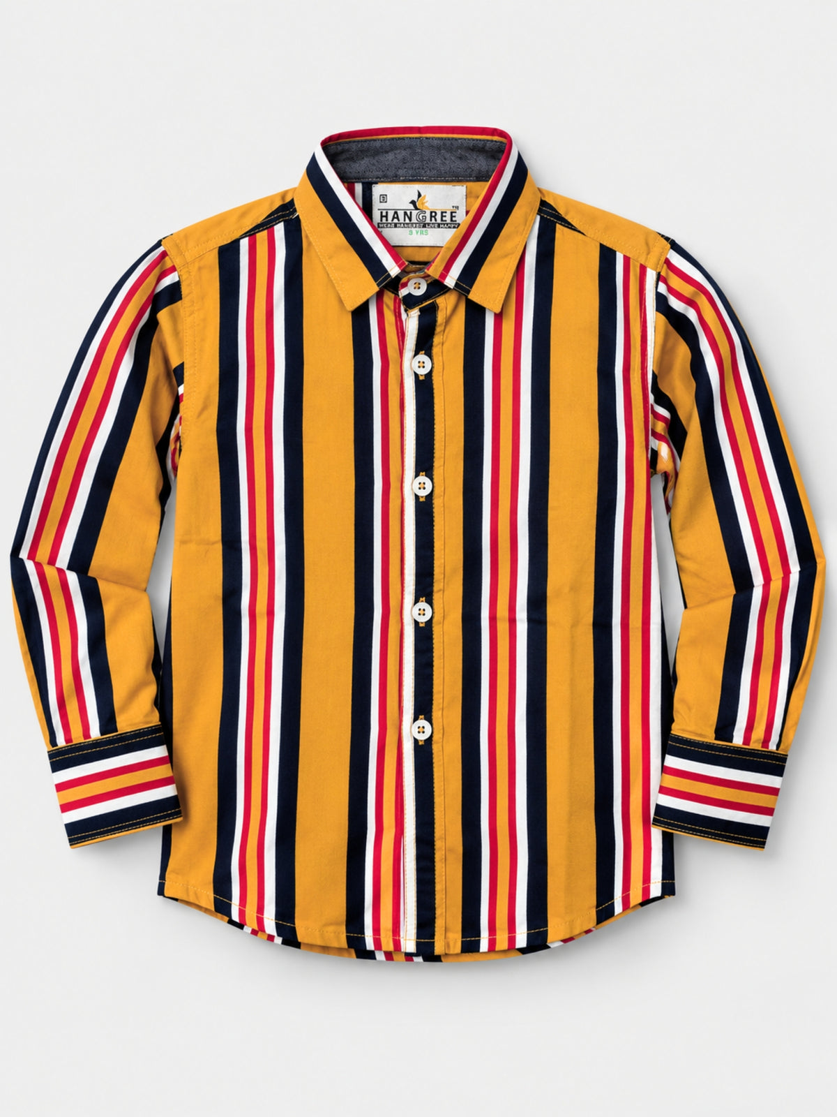 Boy's Vertical Multi Lining Full Sleeves Casual Shirt