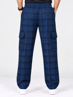 Men Cargo Casual Check Trouser - Navy