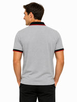 Mens’ Signature Embroidered Contrast Collar Polo Shirt – Light Gray