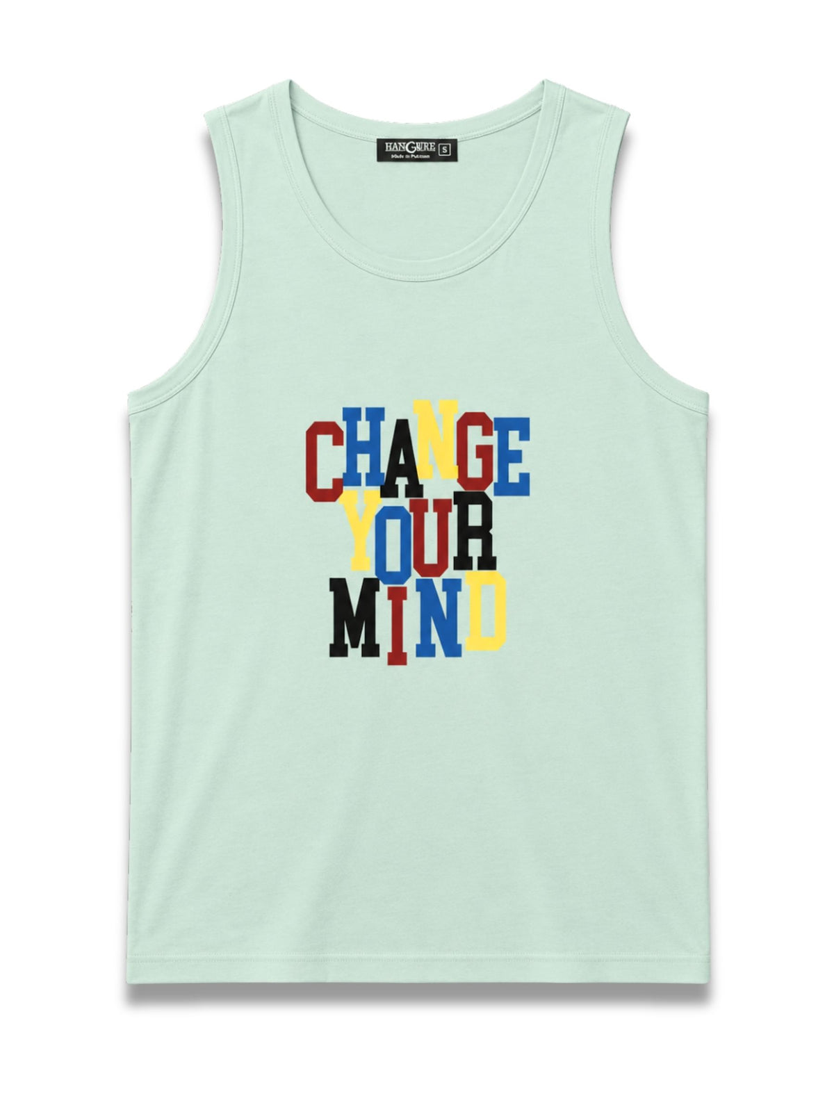 HG "CHANGE YOUR MIND" Printed Cotton Vest For Men's - Aqua Spring