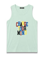 HG "CHANGE YOUR MIND" Printed Cotton Vest For Men's - Aqua Spring
