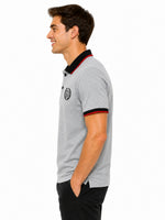 Mens’ Signature Embroidered Contrast Collar Polo Shirt – Light Gray