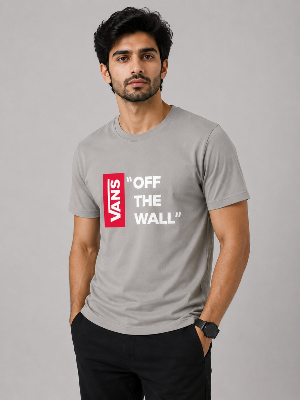 Exclusive " VANS " Printed Tee Shirt - Smoke Gray