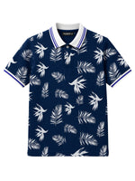 Men's Tropical Leaf Print Piqué Cotton Polo Shirt