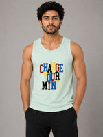 HG "CHANGE YOUR MIND" Printed Cotton Vest For Men's - Aqua Spring