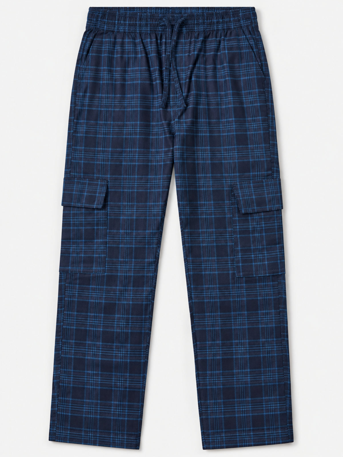 Men Cargo Casual Check Trouser - Navy
