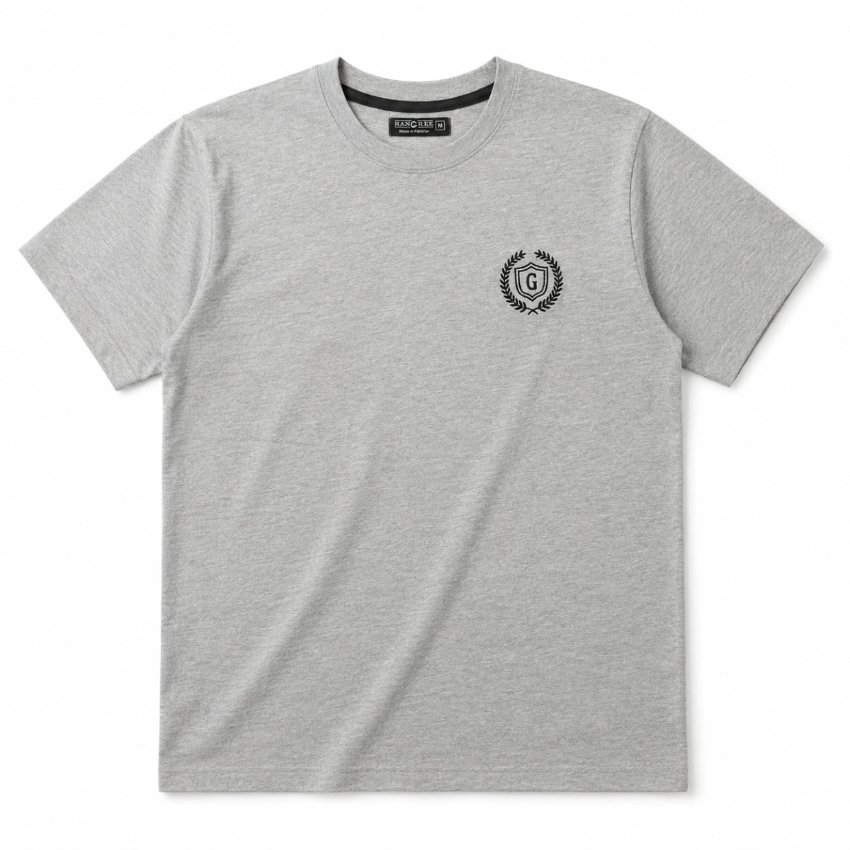 Men's Signature Emb. Round Neck Tee Shirt - Light Gray