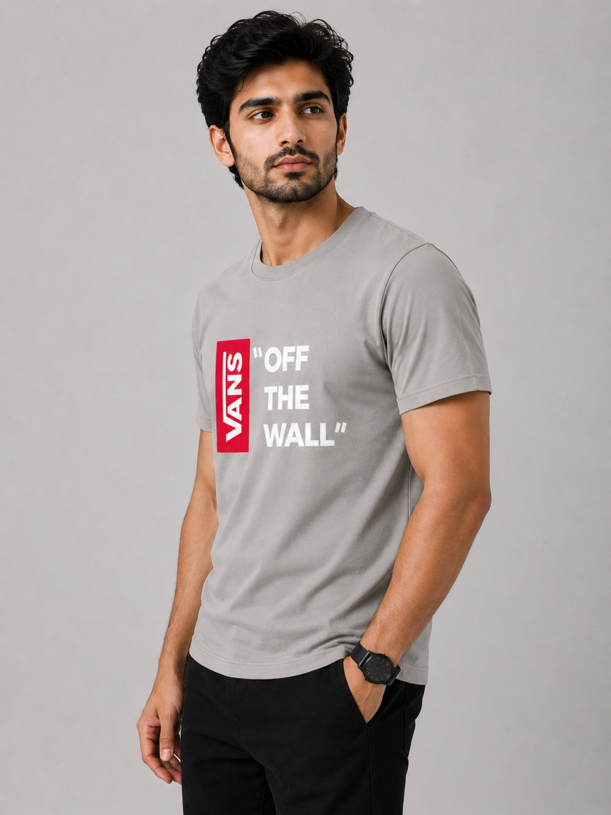 Exclusive " VANS " Printed Tee Shirt - Smoke Gray