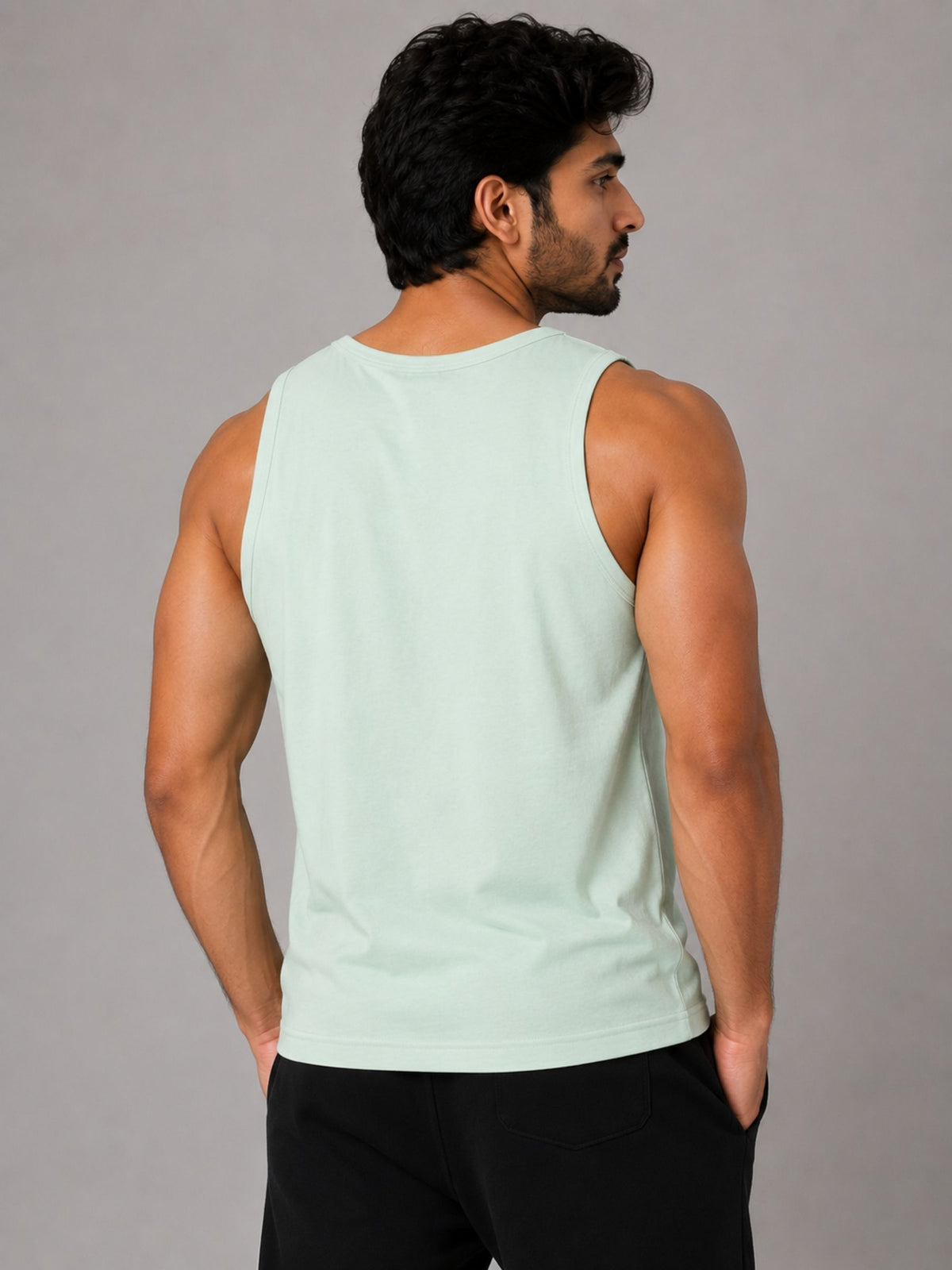 HG "CHANGE YOUR MIND" Printed Cotton Vest For Men's - Aqua Spring